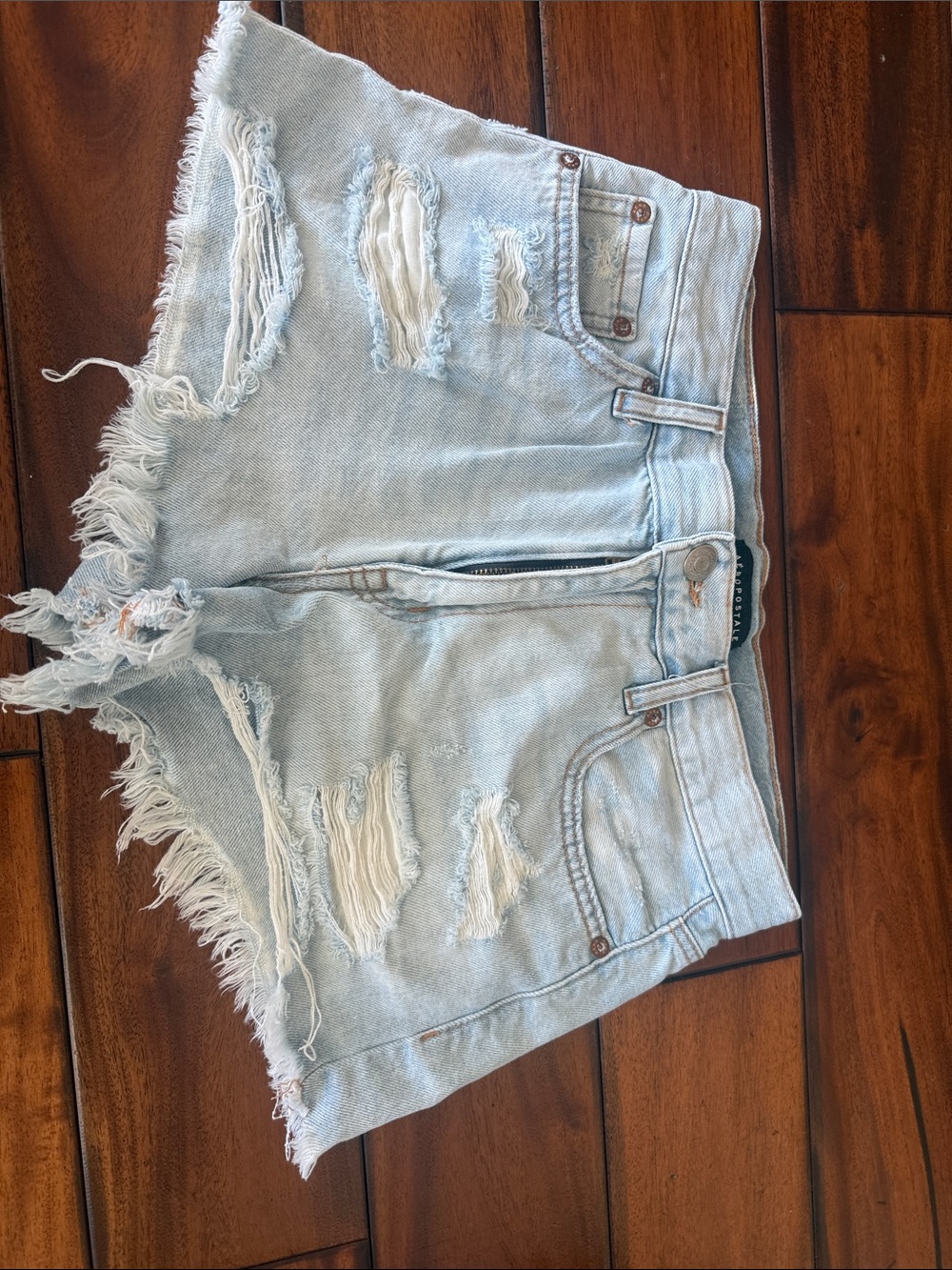 Aeropostale Light Wash Distressed Denim Shorts